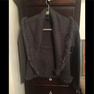 Faux fur trim sweater